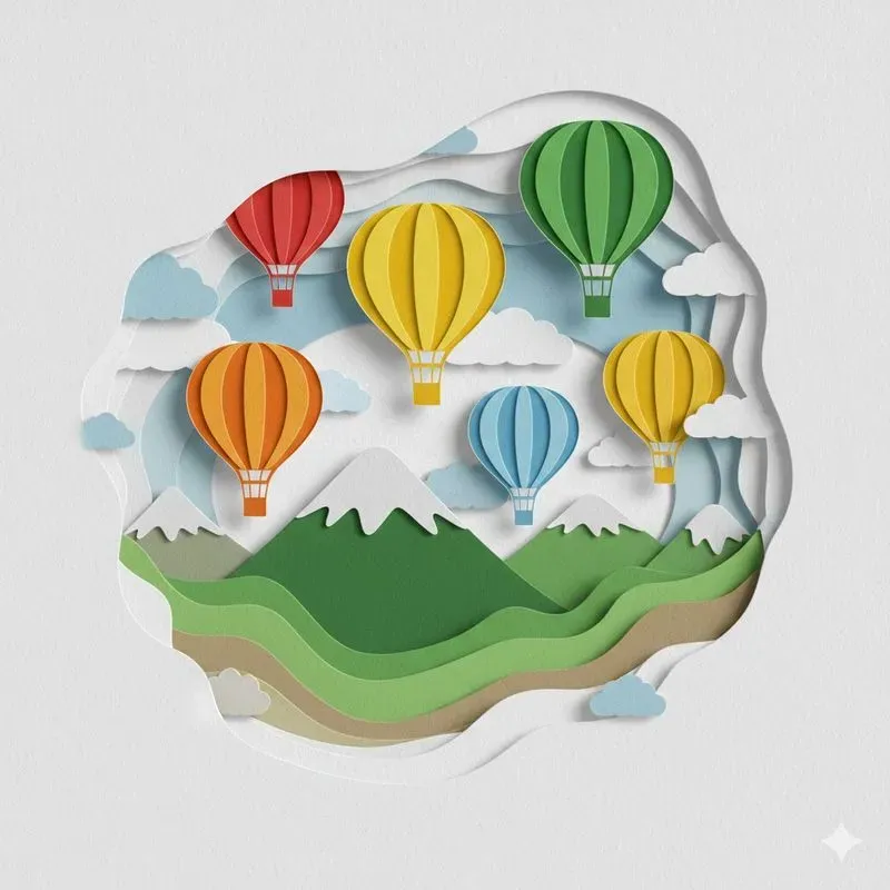 Layered Papercut Illustrations