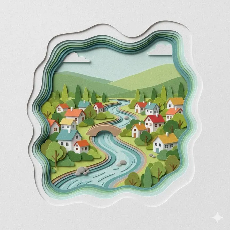 Layered Papercut Illustrations