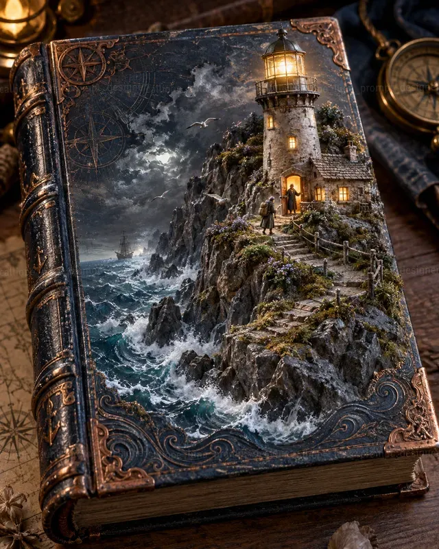 Raised Scenes On Antique Book Covers