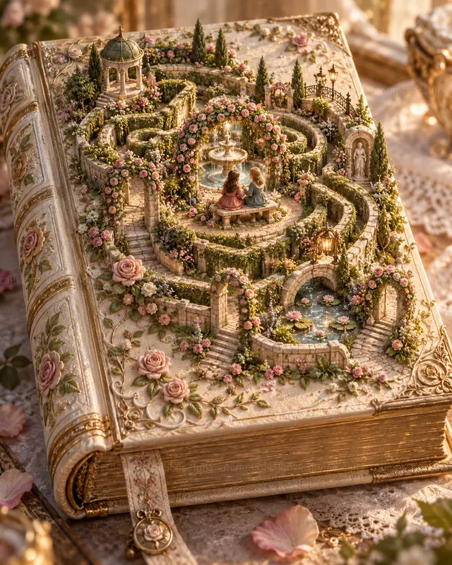 Raised Scenes On Antique Book Covers