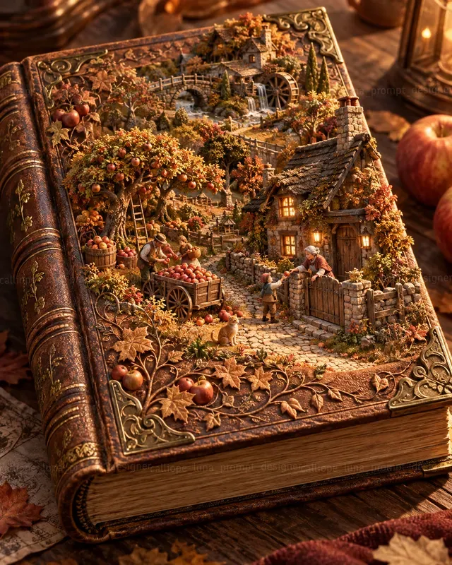 Raised Scenes On Antique Book Covers
