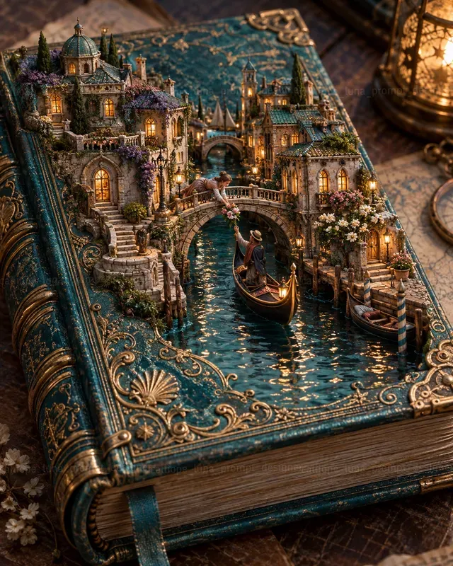 Raised Scenes On Antique Book Covers