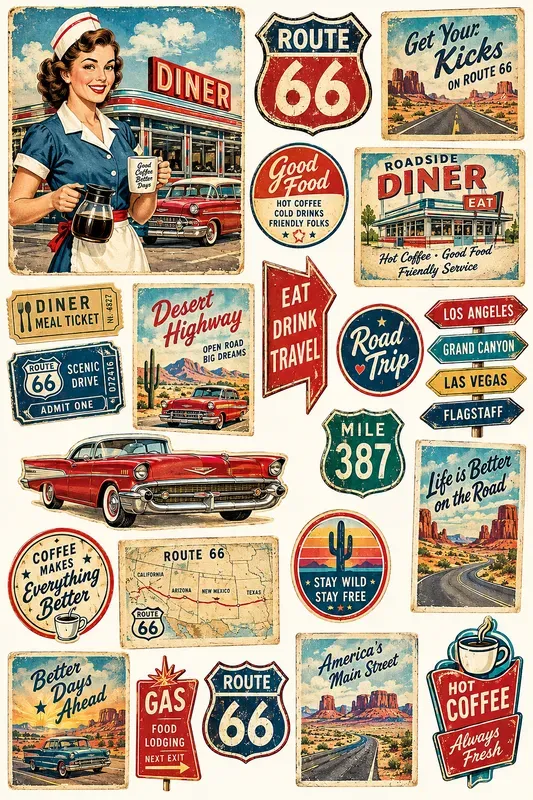 Vintage Americana Road Trip Collages