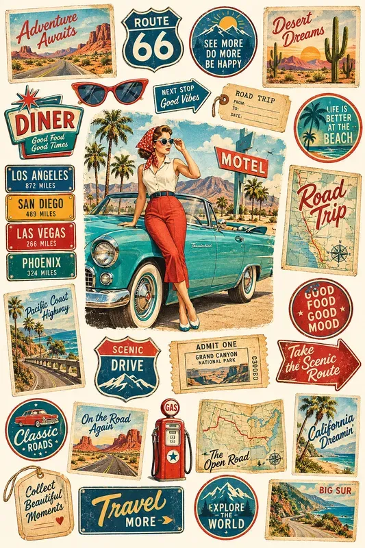 Vintage Americana Road Trip Collages