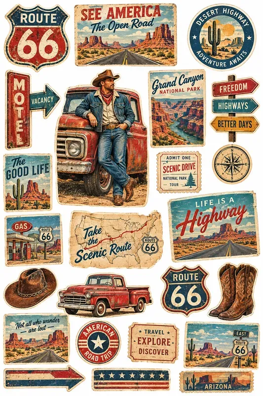 Vintage Americana Road Trip Collages