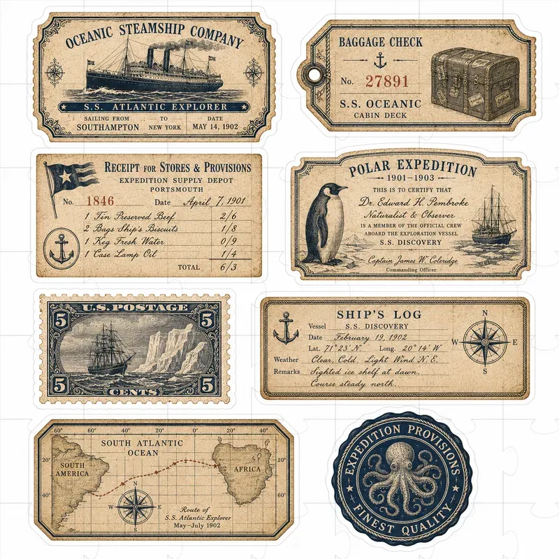Title Vintage Ephemera Sticker Engines