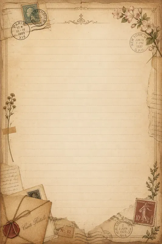 Vintage Lined Writing Pages
