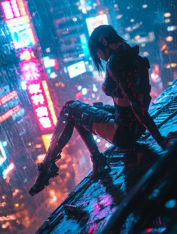 Cyberpunk Female Assassins In Neon City
