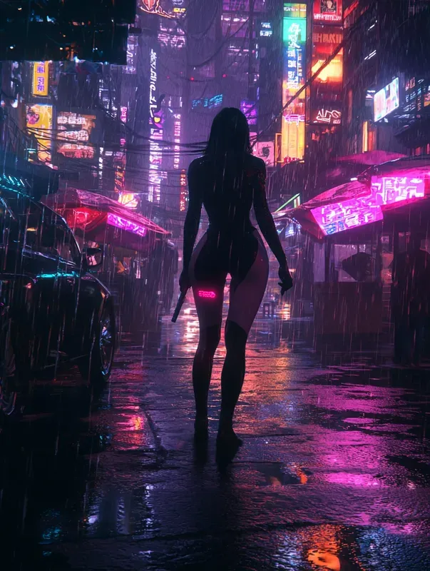 Cyberpunk Female Assassins In Neon City
