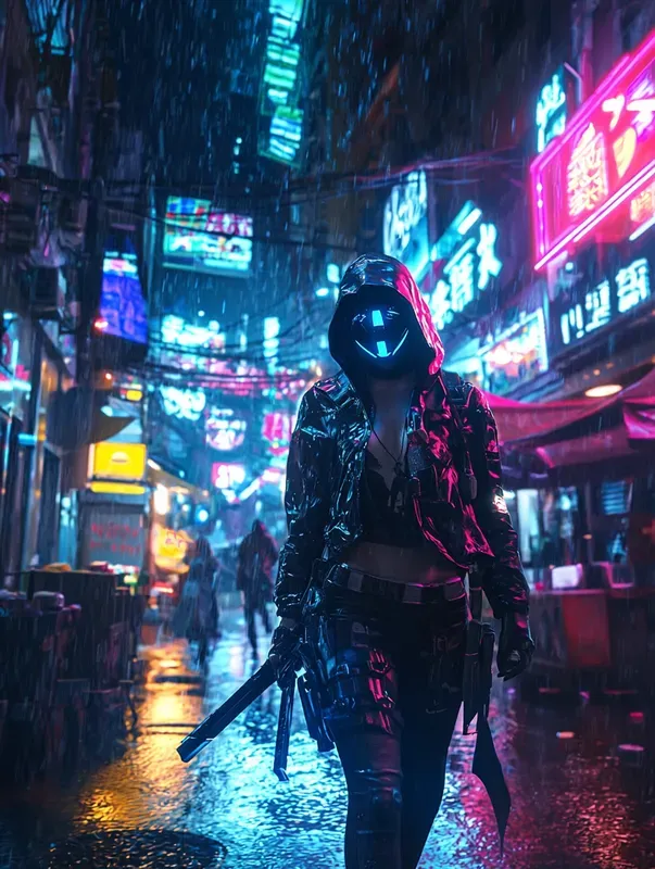 Cyberpunk Female Assassins In Neon City