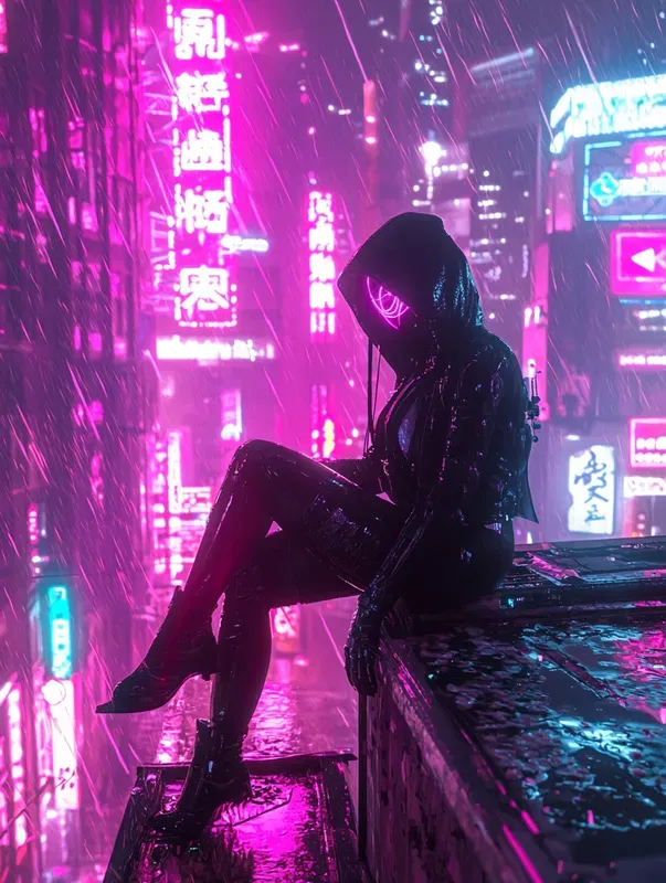 Cyberpunk Female Assassins In Neon City