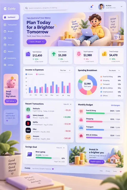 Soft 3D Pastel Dashboard UIs