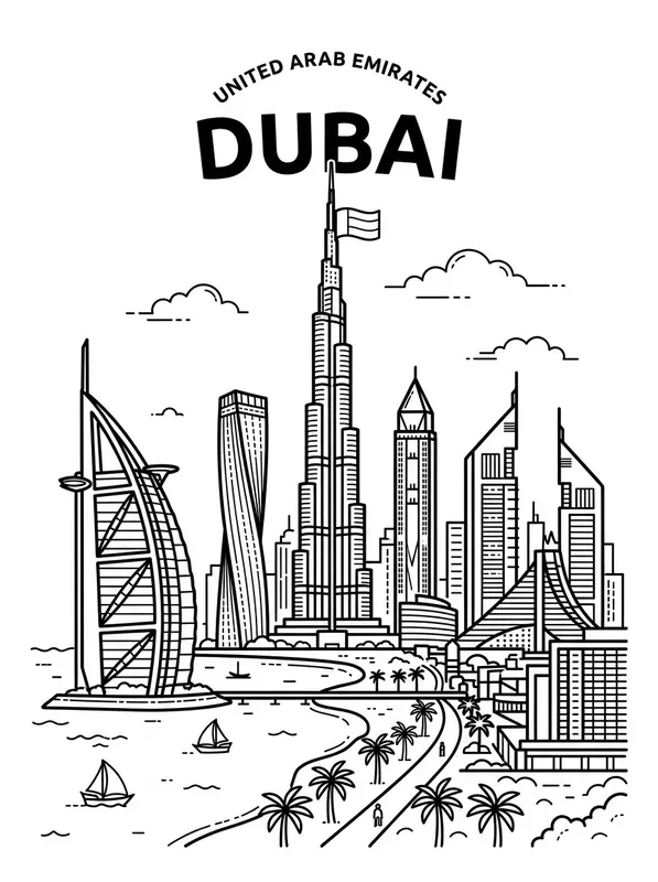 Vector Travel Coloring Book Pages