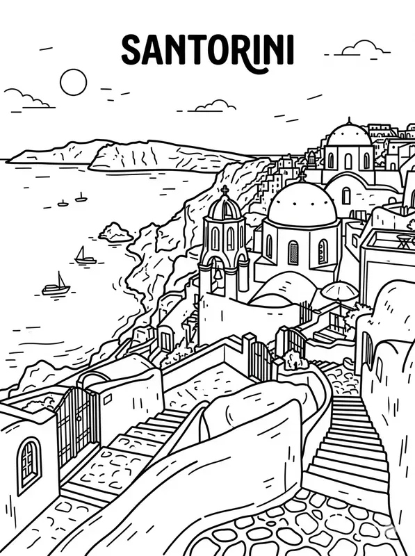 Vector Travel Coloring Book Pages