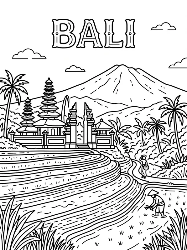 Vector Travel Coloring Book Pages