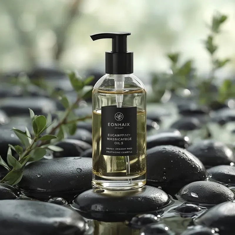Luxury Spa Massage Oils On River Stones