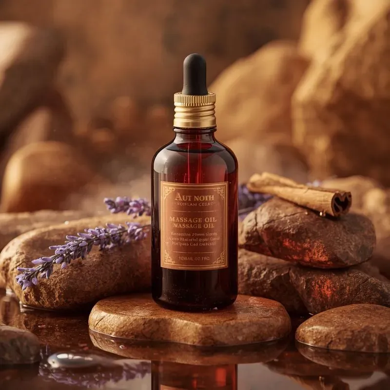 Luxury Spa Massage Oils On River Stones