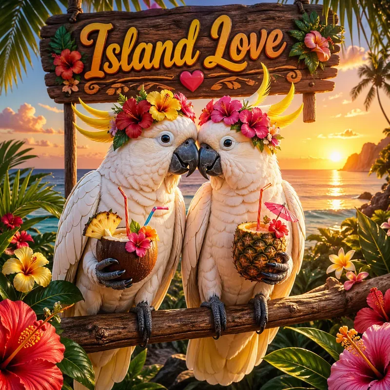 Tropical Bird Couple Posters