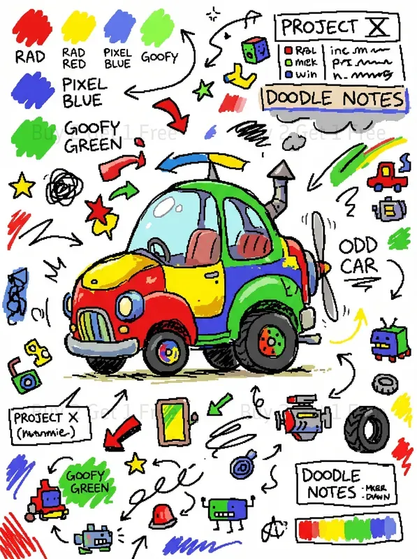 Ms Paint Style Cartoon Car Art