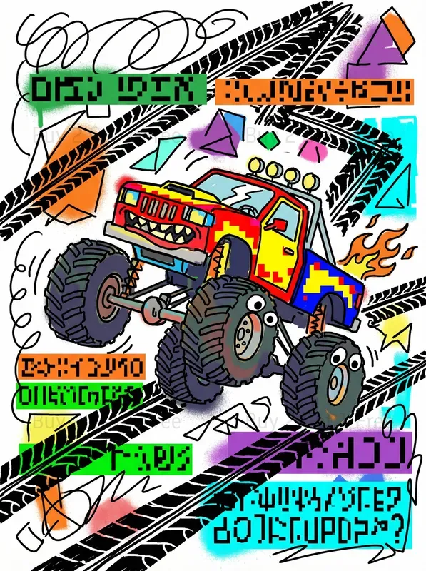 Ms Paint Style Cartoon Car Art