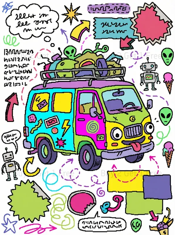 Ms Paint Style Cartoon Car Art