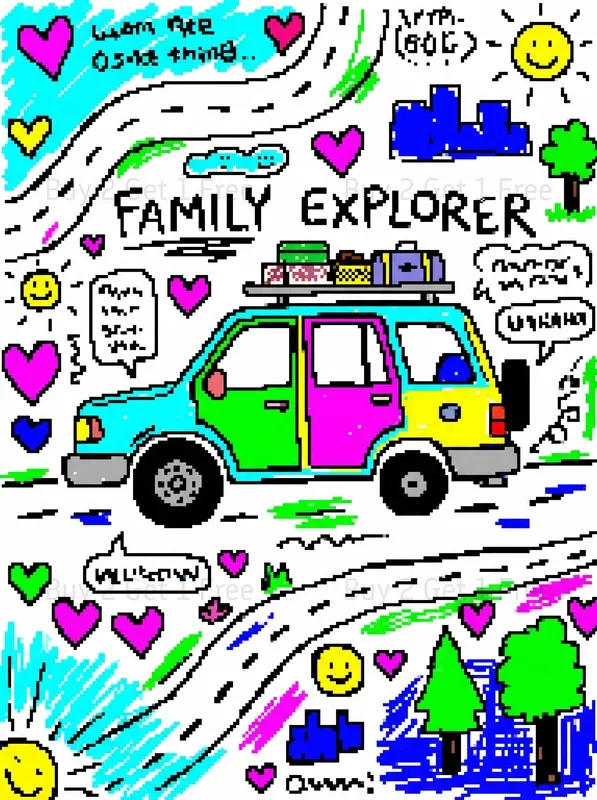 Ms Paint Style Cartoon Car Art