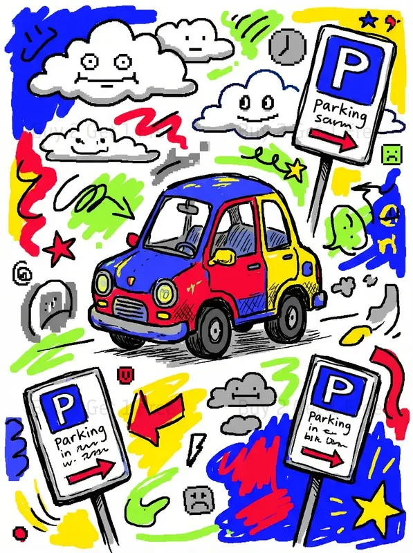 Ms Paint Style Cartoon Car Art