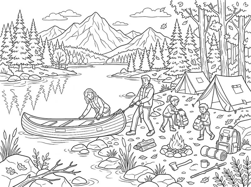 Autumn Camping Trip Coloring Pages