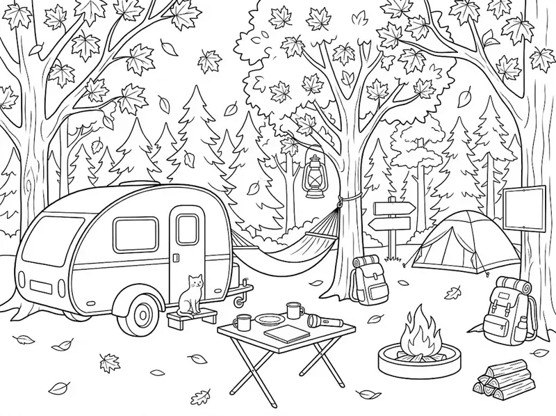 Autumn Camping Trip Coloring Pages
