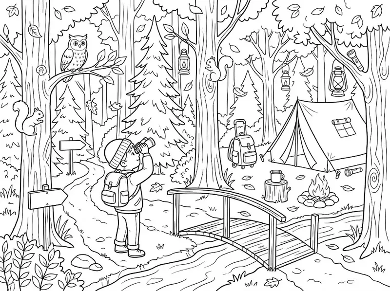 Autumn Camping Trip Coloring Pages