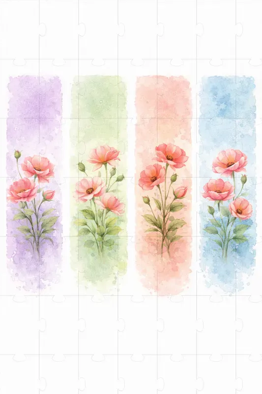 4 Floral Watercolor Bookmark Designs