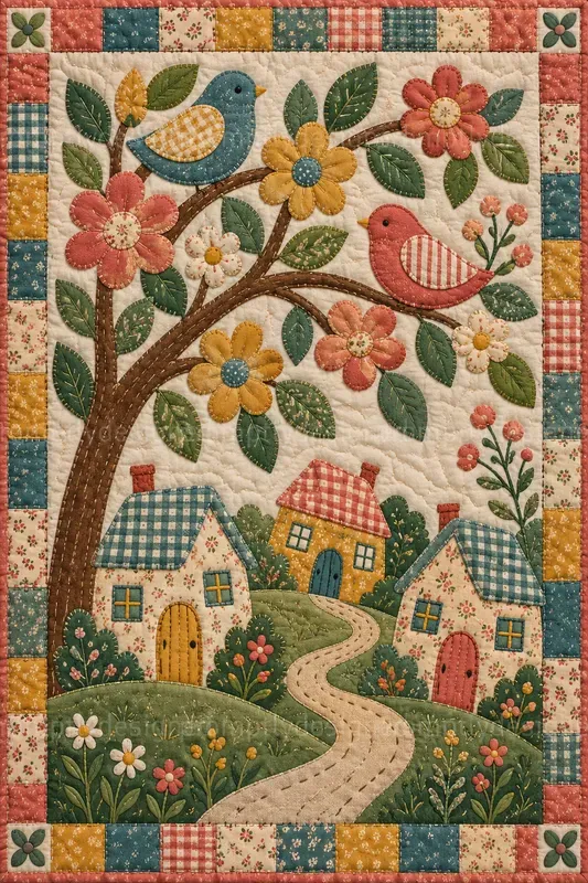 Quilted Folk Art Wall Prints