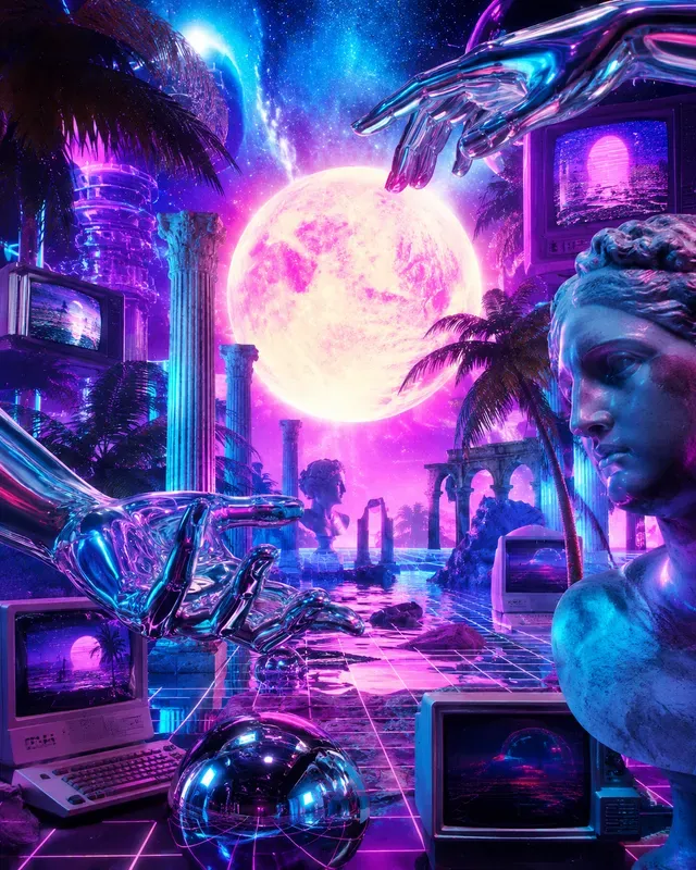 Infinite Vaporwave Collage Generator