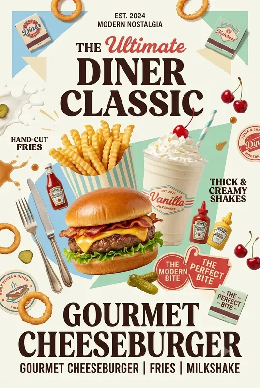 Retro American Diner Food Posters