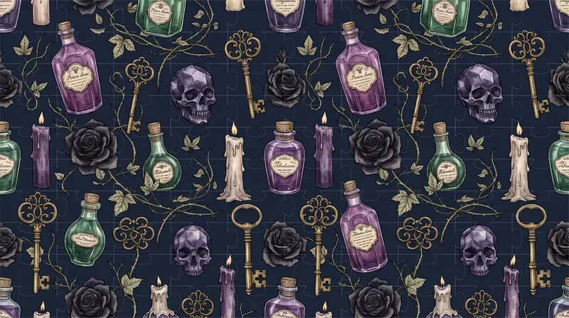 Seamless Vintage Halloween Pattern Tiles