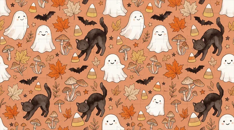 Seamless Vintage Halloween Pattern Tiles