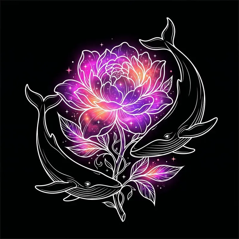 Cosmic Bloom Line Art