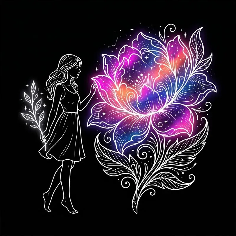 Cosmic Bloom Line Art