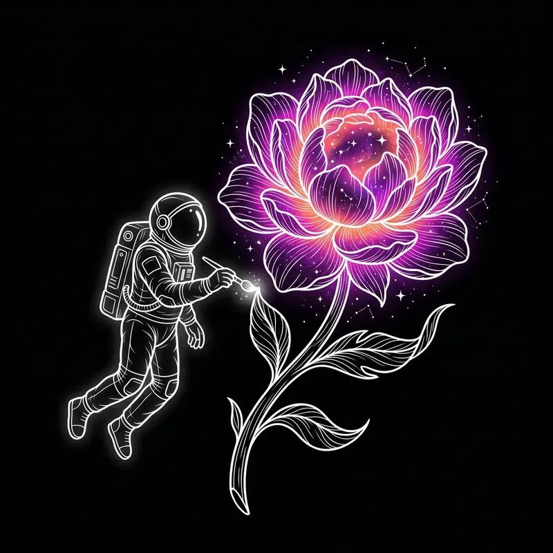 Cosmic Bloom Line Art
