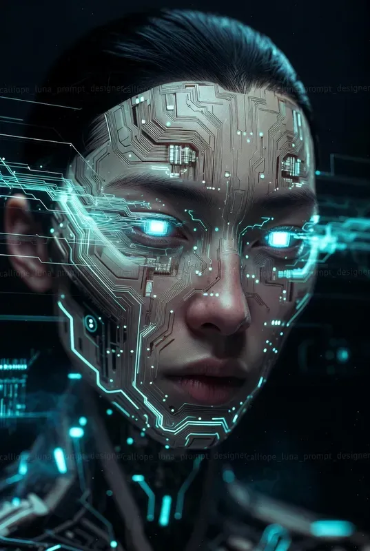 Neon Cyber Entity Portrait Systems