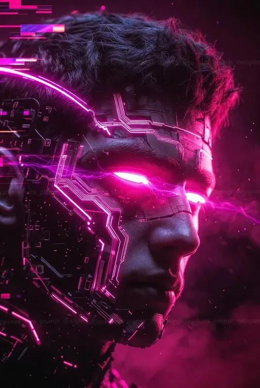 Neon Cyber Entity Portrait Systems