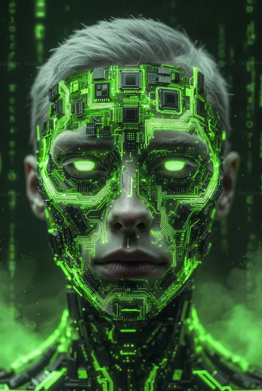 Neon Cyber Entity Portrait Systems