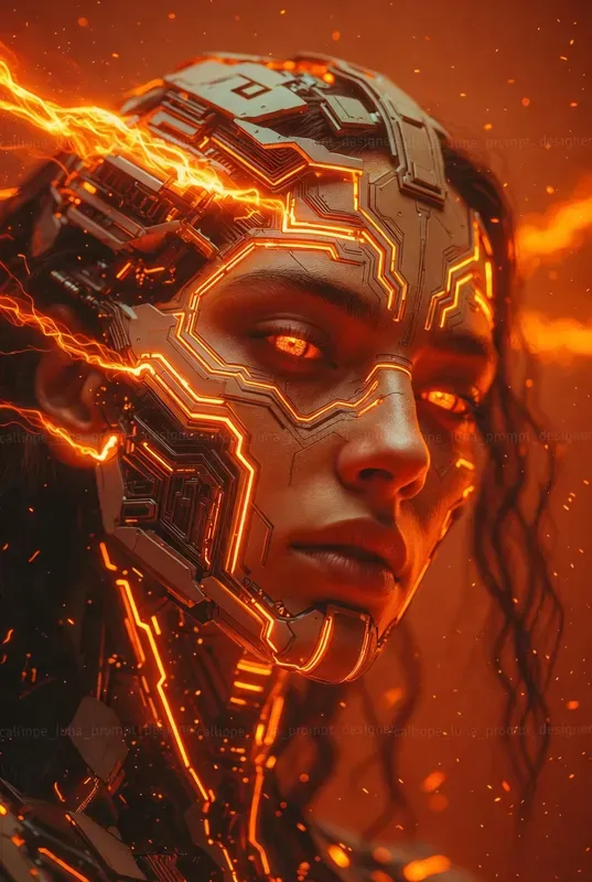 Neon Cyber Entity Portrait Systems