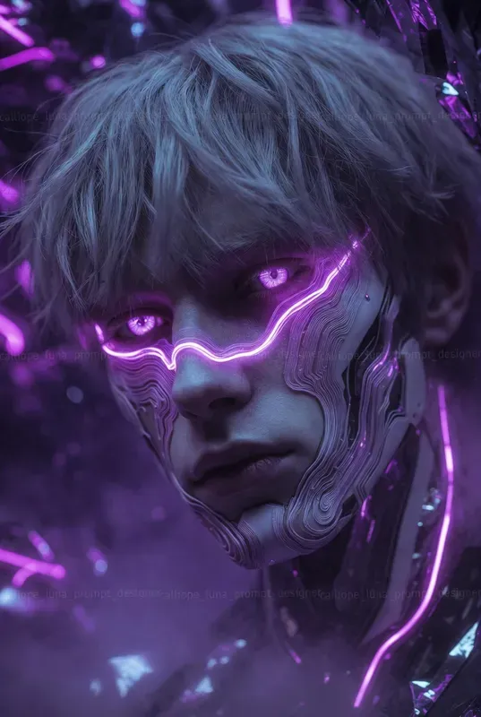 Neon Cyber Entity Portrait Systems