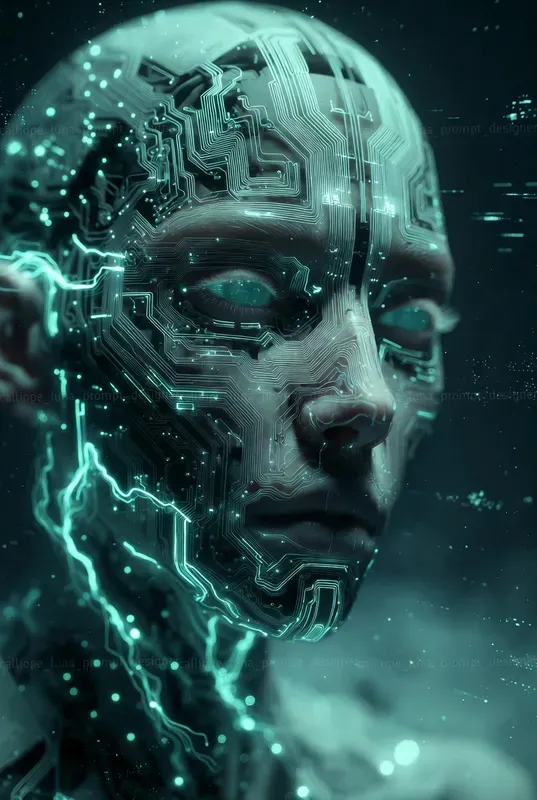 Neon Cyber Entity Portrait Systems