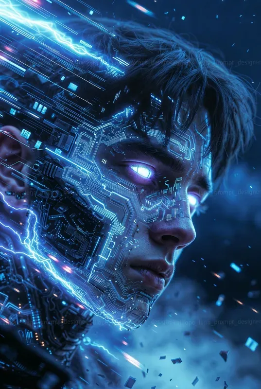 Neon Cyber Entity Portrait Systems