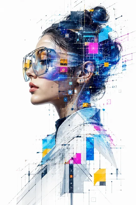 Geometric Human Overlay Portraits