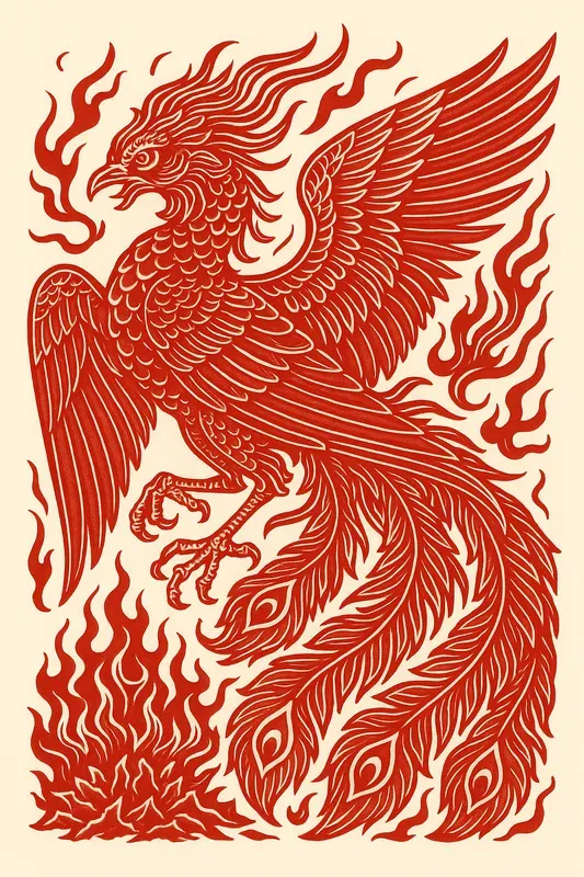 Red Maximalist Paper Cut Tattoo Art