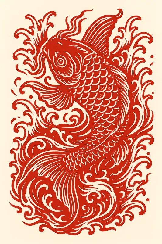 Red Maximalist Paper Cut Tattoo Art