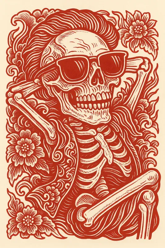 Red Maximalist Paper Cut Tattoo Art